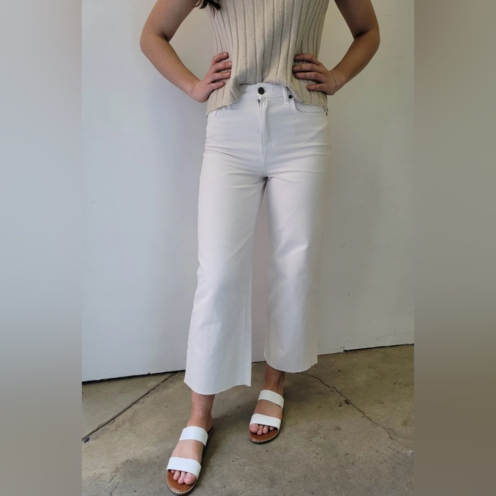 HIDDEN WHITE SEA SALT HIGH WAIST RAW HEM WIDE LEG JEANS
